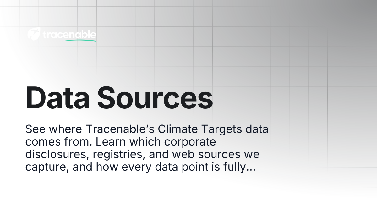 Data Sources | Tracenable Documentation