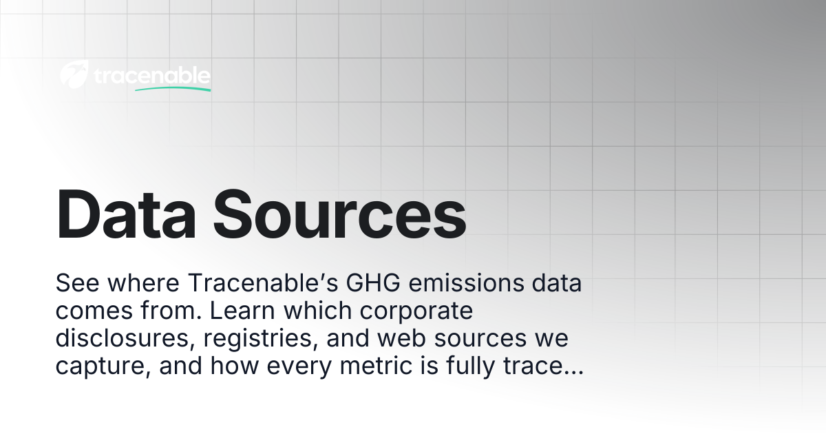Data Sources | Tracenable Documentation